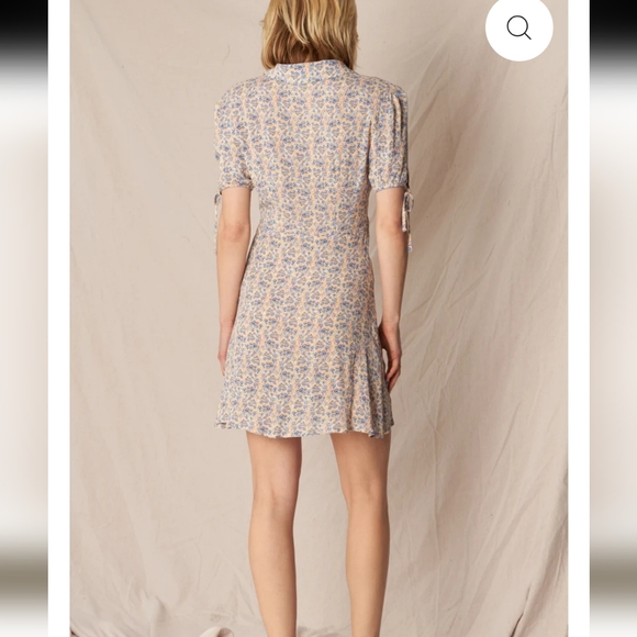 New Small En Creme Yellow Floral Collared Mini Dress - Picture 3 of 12